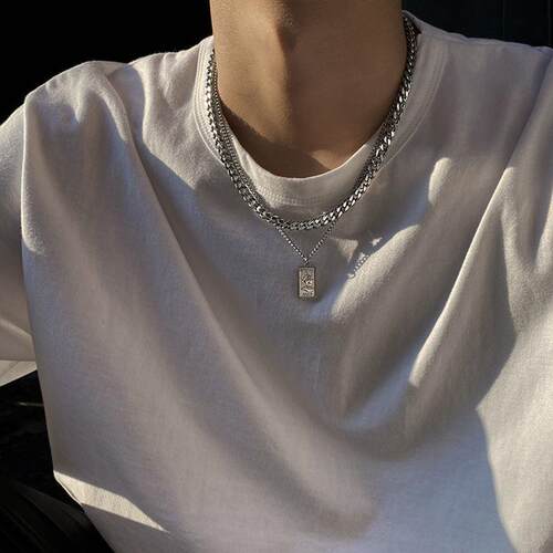 less Steel Figaro Cuban Chain Necklace For Men Women Jewelry