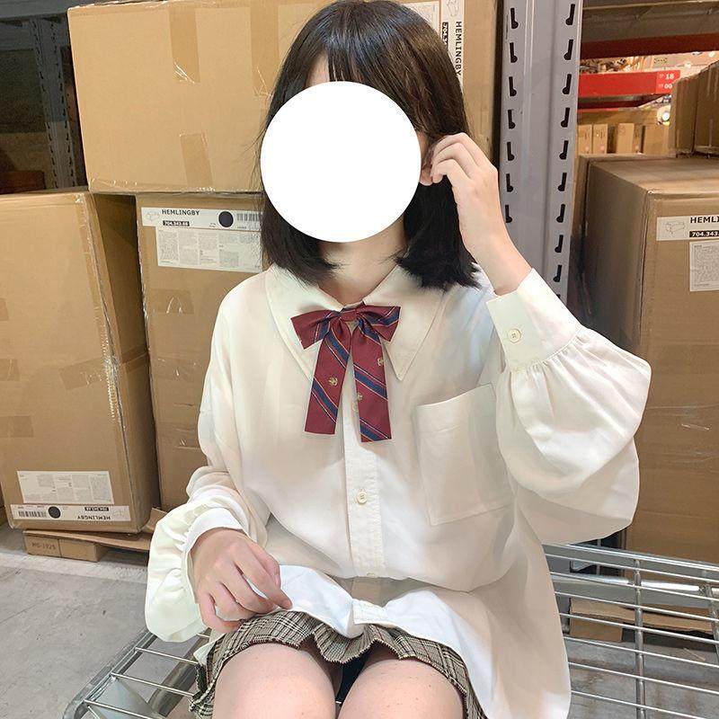 female uniform shirt long-sleeved loose students school
