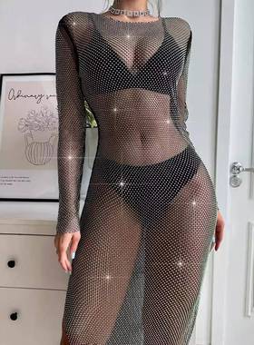 outer flash elastic diamond fashion luxury fishnet