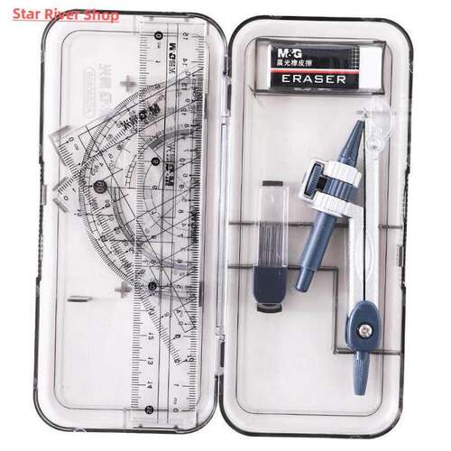 8 Pcs/Set Compass Ruler Set Protractor Drawing Triangle Eras