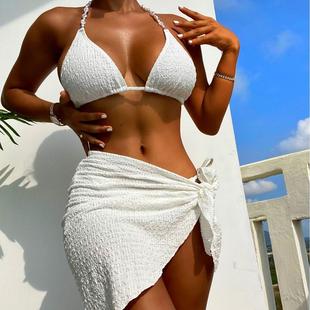 bag pearl triangle piece sexy bikini three beachwear