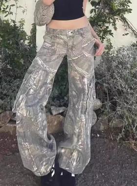 camouflage jeans high quality retro oversize cargo denim