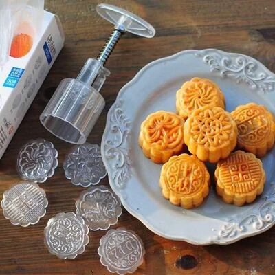 french baked crystal round snowy moon cake mold hand-pressed