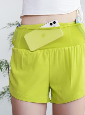 New yoga shorts Women's pocket can hold mobile phone run
