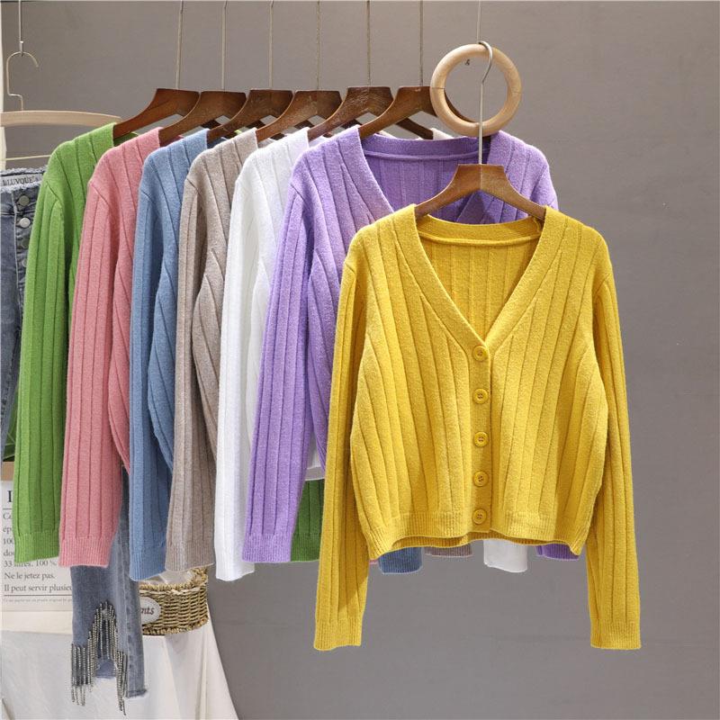 women for tops jacket cardigan knitted sweater V-neck