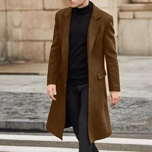 British style mens long trench coat woolen coat mens woolen