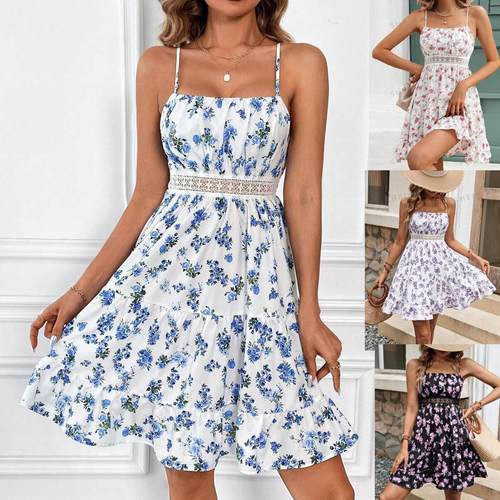 floral skirt dress skirt skirt suspender edge skirt summer