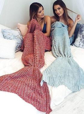 gift birthday blanket sofa blanket tail mermaid knitted