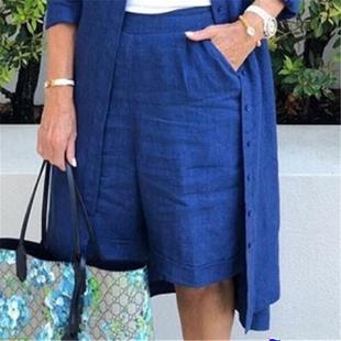 Cotton and linen shorts for women casual big fat girls plus