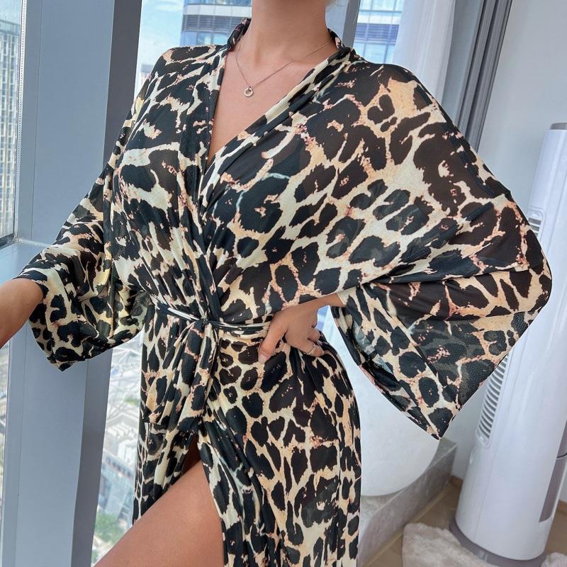 long vintage leopard women dress for dresses femme robe