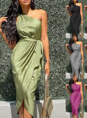 -xl shoulder size dress long satin fit new sloping womens