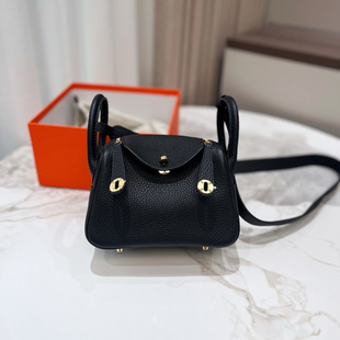 头层TC牛皮林迪包mini女包不锈钢五金医生包单肩斜跨迷你枕头包