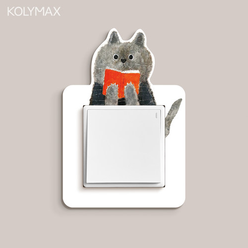 创意3D油画猫咪开关装饰墙贴