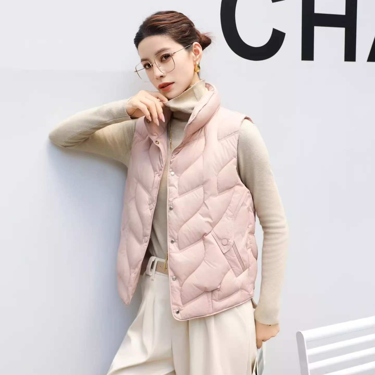 巧心思秋羽绒棉马甲保暖立领马夹