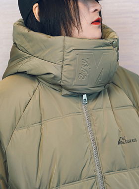 2025欧货冬装男女潮牌大M字母羽绒服鸭绒围领中长款连帽宽松大码