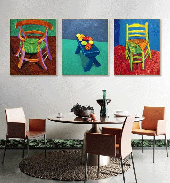 大卫霍克尼梵高椅子装饰画酒店样板间过道走廊壁画油画客厅挂画