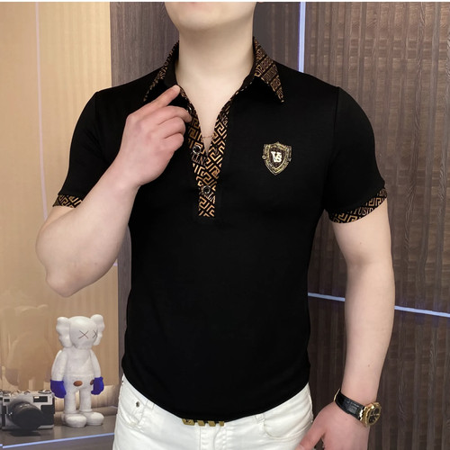 欧货夏季新款男士翻领polo衫时尚百搭修身短袖T恤男式半袖上衣潮