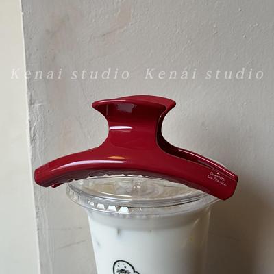 韩国ins法式复古红新款醋酸抓夹红色大号鲨鱼夹发抓盘发夹子头饰