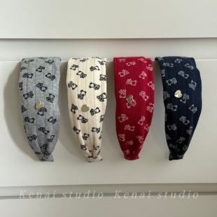 韩国ins卡通小熊布艺宽发箍bm风棉质显脸小头箍女高颅顶发卡发饰