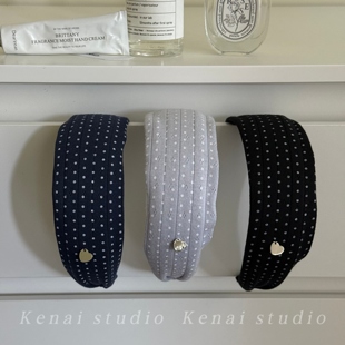 韩国ins奶呼呼软糯布艺宽发箍bm风波点高颅顶头箍女复古发卡发饰