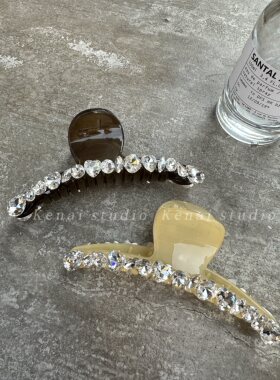 韩国ins水钻抓夹buling超闪轻奢重工高级感鲨鱼夹气质名媛风发抓