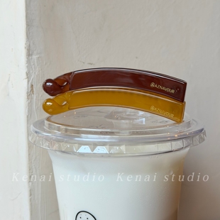 韩国进口阿兹娜茶棕秋冬简约香蕉夹少发量扎马尾竖夹高端树脂发夹