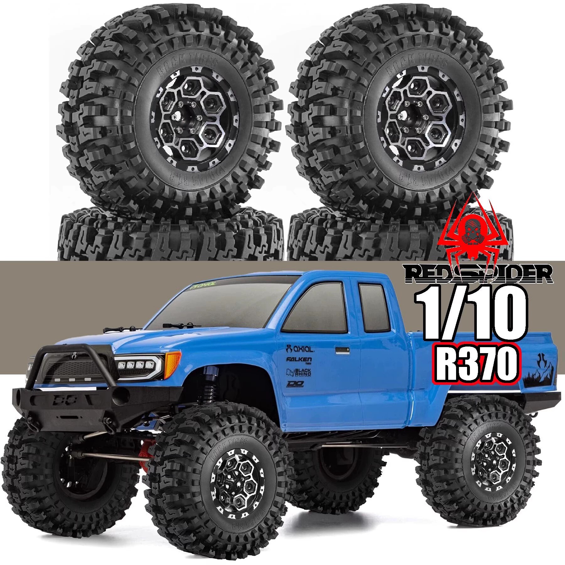 RS红蜘蛛1.9寸攀爬车TRX4 易控RGT瑞泰SCX10鬼刃胎+毒蜂R370