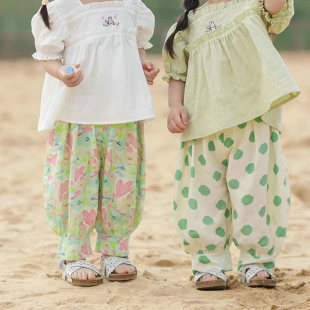 宝宝抖抖裤 品pai夏 儿童女童百搭八九分裤 尾dan灯笼裤 断码