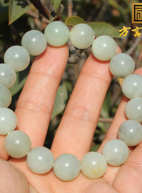 青花籽料12mm圆珠玉手串手链