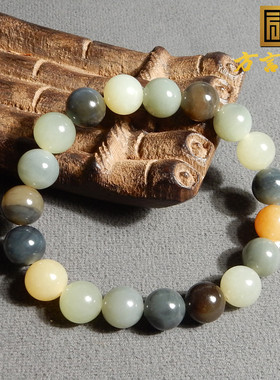 新疆大漠楼兰三色玉三彩10mm手串