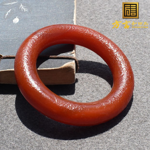 方言精品放漏特色厚重包浆南红玛瑙平安玉环复古玉璧吊坠挂件环A5