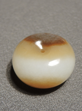 方言和田玉新疆且末料油润罕见三色一线天糖白玉平安扣吊坠挂件h2