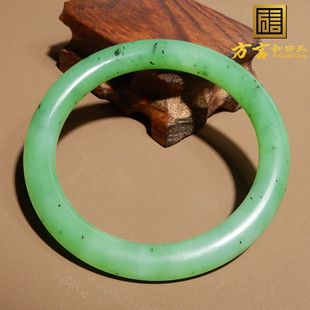 方言和田玉俄料乌兰海碧玉苹果绿猕猴桃意境内径58mm女士手镯w5