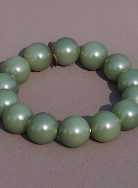 方言沙枣青籽料无结构豆青色手串