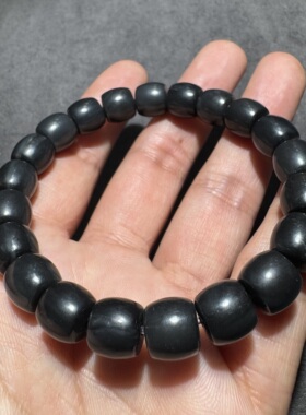 仅此一条方言新疆和田玉老熟聚墨青花籽料油润细腻10mm直切手串S6