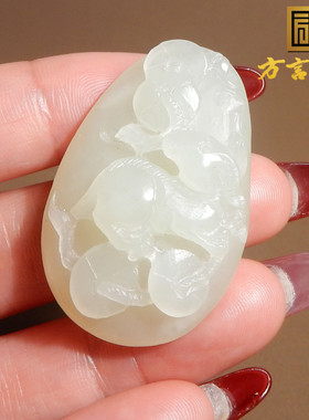 惊呆了方言和田玉佩戴级俄料温润细腻白玉俏雕代代数钱吊坠挂件X3