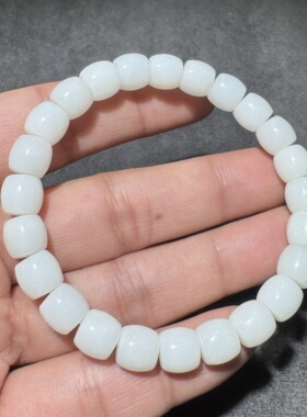 大漏！方言和田玉精品新疆且末米达料白玉油润8mm直切手串手链S6