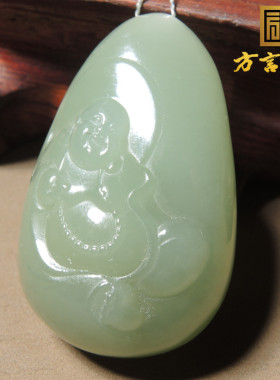 炸锅了！方言和田玉精品珍品佩戴级细腻湖水绿佛公精美吊坠挂件S