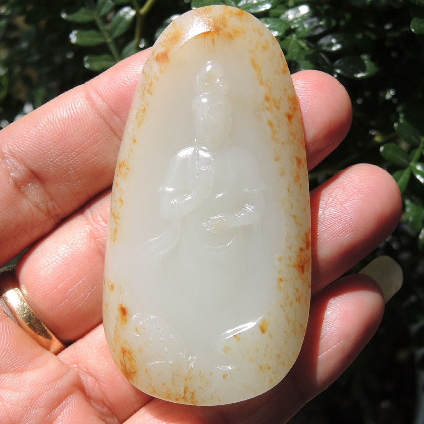 方言和田玉范同生精品俏色名品罕见无结构洒金皮羊脂玉籽料观音r