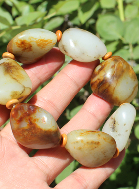 金皮白玉籽料原石手链手串