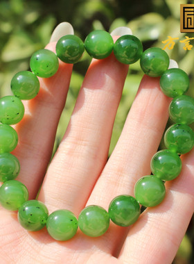 俄罗斯冰底阳绿圆珠碧玉10mm手串