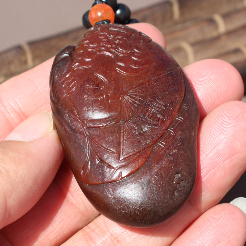 史诗级方言和田玉精品特色新疆老熟如酥红沁籽料钟馗把件摆件A1