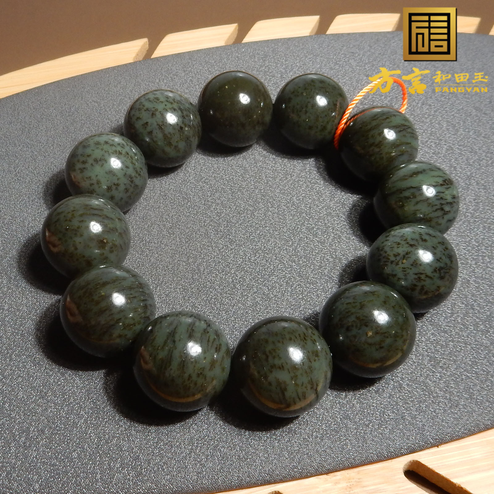 罕见方言品牌和田玉精品且末料温润草花沁草花玉卡20mm手串手链R5