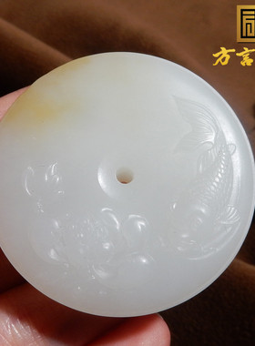 俄罗斯老坑羊脂白玉平安扣把件