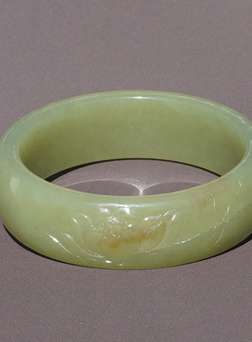 方言和田玉温润细青黄口带糖手镯