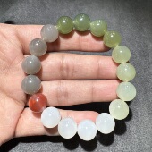 方言和田玉老坑青海料高冰起荧光白玉晴水湖水绿紫罗兰12mm手串S6