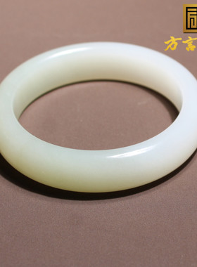 封神之作方言和田玉新疆老坑料细润羊脂白玉带翠54mm手镯A6