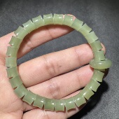 美哭了方言和田玉老坑青海料高品质无结构晴水竹节带跑环8mm手串S