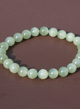 方言俄老坑粉青碧玉灵活猫眼手串