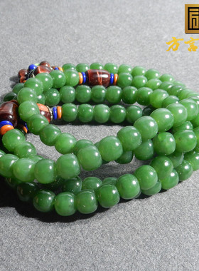 俄罗斯老坑碧玉正阳绿老型108串